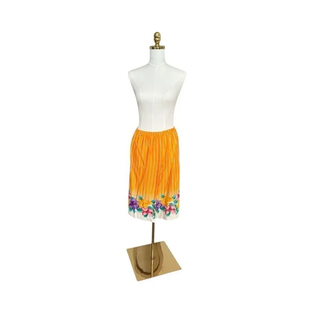 Vintage Floral Fiesta Wrap Skirt Sateen Sz M